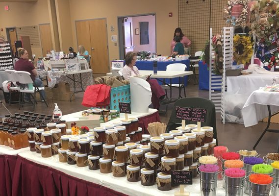 Sassy Cat honeys, marinades and honey straws on display